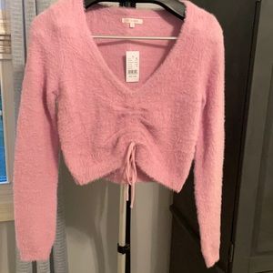 Cute crop mauve crew sweater